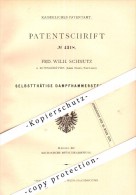 Original Patent - F.W. Schnutz In Müssnershütten B. Siegen , 1878 , Dampfhammer-Steuerung , Zeche , Bergbau , Hütte !!! - Siegen