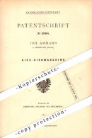 Original Patent - Joh. Ammann In Memmingen , Bayern , 1878 , Kies-Siebmaschine !!! - Memmingen