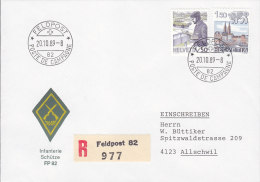 SCHWEIZ Militär-R-Brief Infanterie Schütze, Stempel: *Feldpost* Poste De Campagne 82 - 20.8.1989, Auf Marke CH 1230 1343 - Documents