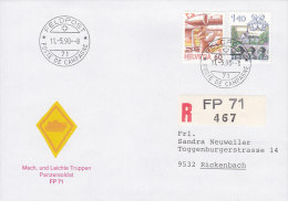 SCHWEIZ Militär-R-Brief Leichte Truppen Panzersoldat, St: *Feldpost* Poste De Campagne 71 - 18.5.1990 Auf CH 1314 1344 - Documenten