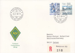 SCHWEIZ Militär-R-Brief Feldpostbote, St: *Feldpost* Poste De Campagne 62 - 13.7.1990 Auf CH 1229, 1325 - Documents