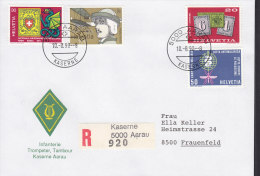 SCHWEIZ Militär-R-Brief Infanterie Trompeter Tambour, Stempel: Aarau Kaserne 10.8.1990 Auf CH 750 888 943 1092 - Documents