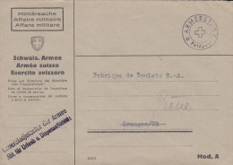 SCHWEIZ  Militärsache Der Generaladjutantur Abt. Für Urlaub Und Dispensationen, Stempel: Armeestab Feldpost (17.IX.1943) - Abstempelungen