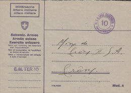 SCHWEIZ  Militärsache, E.M.TER.10, Stempel: E.M.COMT.TERRITORIAL -10- Poste De Campagne (19.XI.44) - Sellados