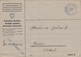 SCHWEIZ  Militärsache, Dét. De Destr.38, Stempel: DÉT.DESTRUCTION -38- Poste De Camp. (3.X.44) - Postmarks