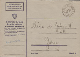 SCHWEIZ  Militärsache, Feldpost, Stempel: S.COMPL.CP.SURV. -3 VS- Poste De Camp. (14.IX.44) - Sellados