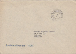 SCHWEIZ  Militärsache, Feldpost, Soldatenfürsorge 7.Div., Stempel: +DIVISIONSSTAB+ -7- PFeldpost (um 1944) - Annullamenti