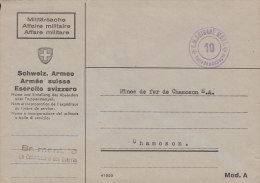 SCHWEIZ  Militärsache, Br.mont.10 Le Commissaire Des Guerres, Stl: +E.M.BRIGADE MONT.+ -10- Poste De Campagne (um 1944) - Postmarks