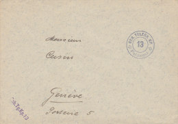 SCHWEIZ  Militärsache, Geb.Tg.Kp.13, Stempel: +GEB.TELEGR.KP.+ -13- Feldpost (um 1944) - Poststempel