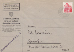SCHWEIZ  Militärsache, Fürsorgestelle M.S.A.3, Stempel: MIL.SAN.BAT. 3 Feldpost, Auf CH 327 (um 1944) - Documenten