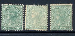 SOUTH AUSTRALIA, 1876 1d Three Shades (P10) Unused No Gum,SG167,a,b, Cat £93 - Gebruikt