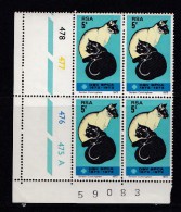 SOUTH AFRICA, 1972, MNH Control Block Of 4, Animal Protection (Cat), M 414 - Ungebraucht