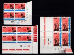 SOUTH AFRICA, 1973, MNH Control Block Of 4, C.J. Langenhoven, M 424-426 - Unused Stamps