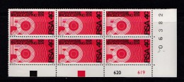 SOUTH AFRICA, 1974, MNH Control Block Of 6, Broadcasting, M 444 - Nuovi