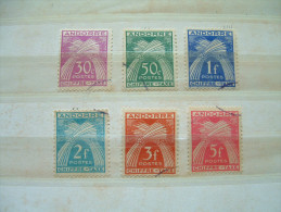 Andorra (french) 1943 - 1946 - Tax Stamps - J22/24, 26/27, 29 = 9.10 $ - Gebraucht