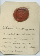 CACHET HISTORIQUE EN CIRE  - Sigillographie - 036 Charie Des Mazures - Seals