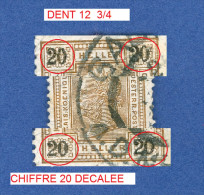 1899 - 1902  N° 71 CHIFFRES NOIRS DENTELÉE 12 3/4 OBLITÉRÉ - Abarten & Kuriositäten