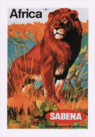 Aviation Poster Art Postcard Africa Lion Sabena Belgian World Airlines Aircraft Belgium - Advertising