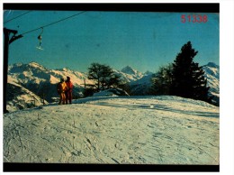 Sur Les Pistes De Ski Thyon Les Collons Avec Vue Sur La Dent Blanche - Ollon