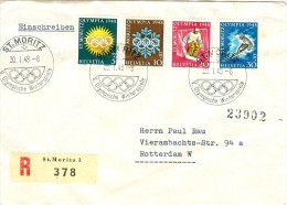 Switzerland Set On Reg.cover With Olympic Cancel From 30.1.48 The Opening Day Of The Games With Posterstamp On The Back - Winter 1948: St-Moritz