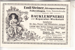 0-1540 FALKENSEE - FALKENHAGEN, Emil Steiner, Bauklempnermeister, Dek. Rechnungsrückseite - Falkensee