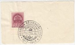 ROYAL CROWN STAMP, BUDAPEST PHILATELIC EXHIBITION SPECIAL POSTMARK ON WAX PAPER, 1942, HUNGARY - Brieven En Documenten