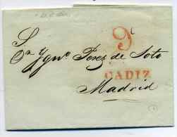 Cover From CADIZ  To MADRID /   SPAIN / 1841 - ...-1850 Prefilatelia