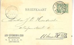 1905 Gr.rond Amsterdam En Utrecht  Op Firmakaart - Covers & Documents