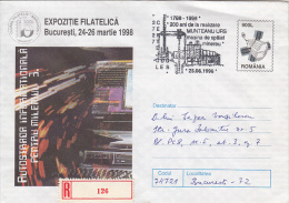 COMPUTERS, INTERNET, REGISTERED COVER STATIONERY, ENTIER POSTAL, ORE WASHING MACHINE SPECIAL POSTMARK, 1998, ROMANIA - Computers