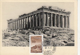 ATHENS-THE PARTHENON, ANCIENT RUINS, CM, MAXICARD, CARTES MAXIMUM, OBLIT FDC, 1966, HUNGARY - Cartes-maximum (CM)