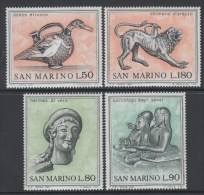 San Marino 1971 Art Of The Etruscan Archaeology Objects Sculptures Animals Duck Bird Lion Stamps MNH Michel 980-983 - Archäologie