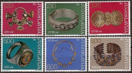 Yugoslavia 1975 Antique Jewelry Yugoslav Museums Art Archaeology Gold Stamps MNH SC 1235-1240 Michel 1587-1592 - Archeologia