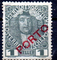 AUSTRIA 1916 Postage Due - Charles VI Overprinted Porto - 1h  - Black   MH - Taxe