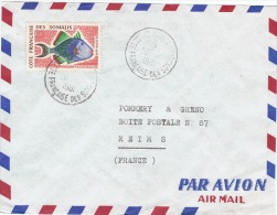 CPL-L21 - COTE DES SOMALIS N° 300 (poisson) Sur Lettre Par Avion De Djibouti Pour Reims - Briefe U. Dokumente