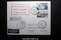 France: Premier Liasions Aerienne  Paris  - Djakarta 6-9-1957 - 1927-1959 Lettres & Documents