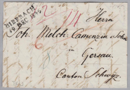 Heimat DE BW  BIBERACH Langstempel 1845-12-10 Vorphila Brief Nach Gersau - Préphilatélie