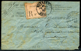 FRANCE - ENVELOPPE DE TELEGRAMME RECOMMANDÉE DE DUNKERQUE LE 15/10/1900 - TB - Telegraaf-en Telefoonzegels