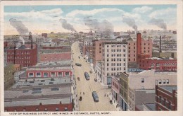 Street View Of Business District And Mines In Distance Butte Montana 1919 Curteich - Butte