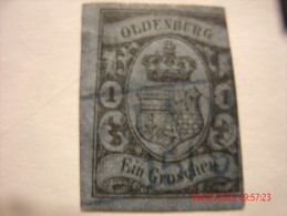 OLDENBURG, SCOTT# 6, 1 G, BLACK ON BLUE, CANCELLED - Oldenburg