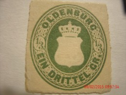 OLDENBURG, SCOTT# 21, 1/3 G , GREEN, MINT OGH - Oldenbourg