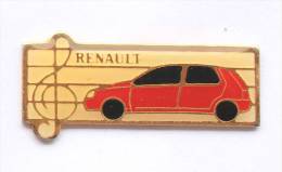 Pin's RENAULT CLIO Rouge - Clé De Sol - Partition Musicale  - Imi  -  E373 - Renault