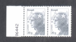 Marianne De Beaujard  -  V P  "Ecopli" - Adhésif TD 205 - Sans Phosphore - 2 Timbres Avec Bord De Feuille - Sonstige & Ohne Zuordnung