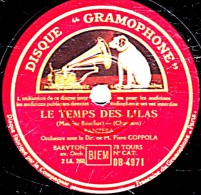 78 Trs 30 Cm état EX -  PANZERA - LE TEMPS DES LILAS - LE SOIR - 78 T - Disques Pour Gramophone