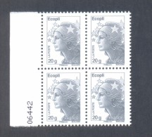 Marianne De Beaujard  -  V P  "Ecopli" - Adhésif TD 205 - Sans Phosphore - Bloc De 4 Timbres Avec Bord De Feuille - Sonstige & Ohne Zuordnung