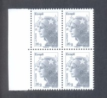 Marianne De Beaujard  -  V P  "Ecopli" - Adhésif TD 205 - Sans Phosphore - Bloc De 4 Timbres Avec Bord De Feuille - Sonstige & Ohne Zuordnung