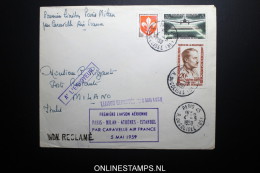 France: Premier Liasions Aerienne  Paris - Milan - Athenes - Istanbul Caravelle, 5 -5-1959 - 1927-1959 Covers & Documents