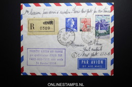 France: Premier Liasions Aerienne  Paris  -New York   Boeing 707  31-1-1960 R-lettre - 1927-1959 Cartas & Documentos