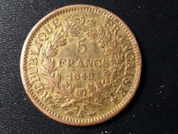 5 FRANCS HERCULE "1849 A" EN CUIVRE ROUGE - Variétés Et Curiosités