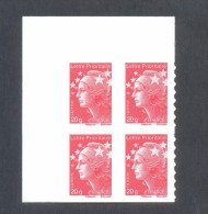 Marianne De Beaujard  -  V P  "Rouge" - Autocollant -  Bloc De 4  Timbres En Coin De Feuille - Autres & Non Classés