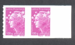 Marianne De Beaujard  -  V P "100 Gr France" Lilas - Autocollant  - 2 Timbres Avec Bord De Feuille - Other & Unclassified